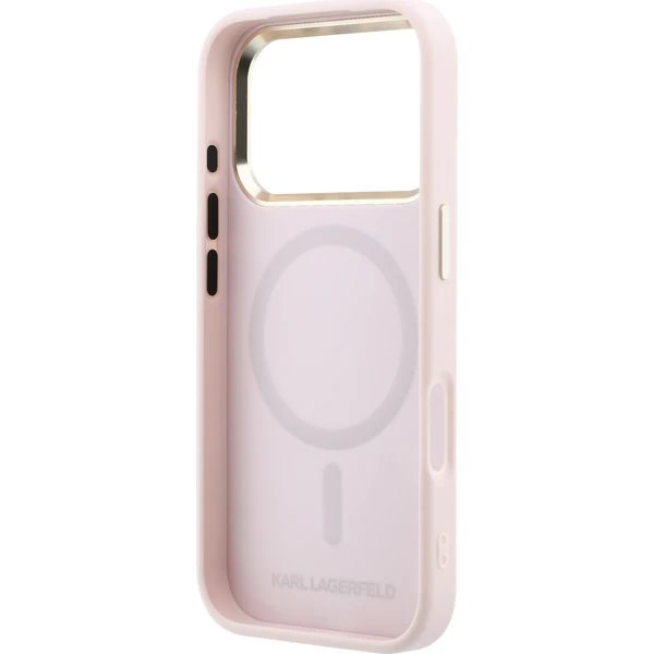 Karl Lagerfeld PU Perforated Monogram MagSafe MagSafe kryt iPhone 17 Pro Max růžový