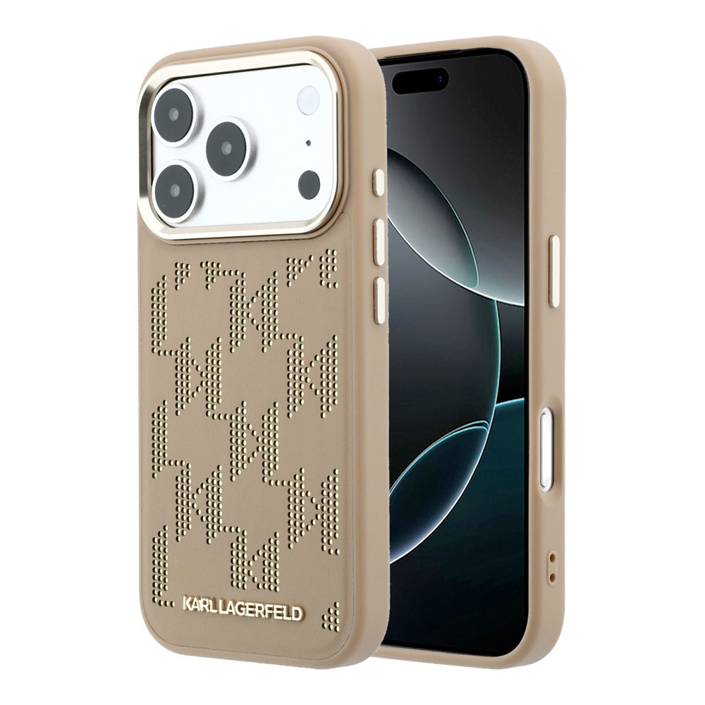 Karl Lagerfeld PU Perforated Monogram MagSafe MagSafe kryt iPhone 17 Pro Max hnědý