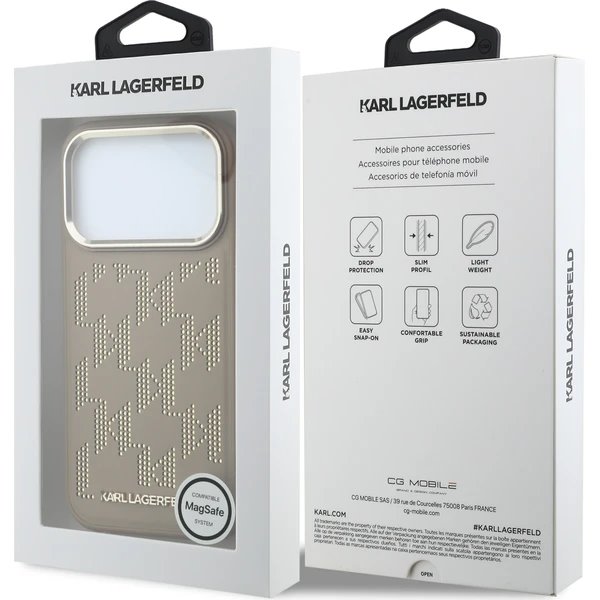 Karl Lagerfeld PU Perforated Monogram MagSafe MagSafe kryt iPhone 17 Pro Max hnědý