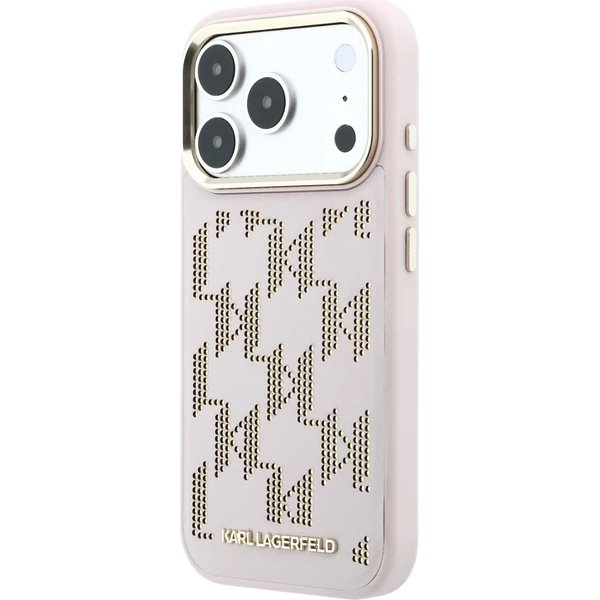 Karl Lagerfeld PU Perforated Monogram MagSafe MagSafe kryt iPhone 17 Pro růžový