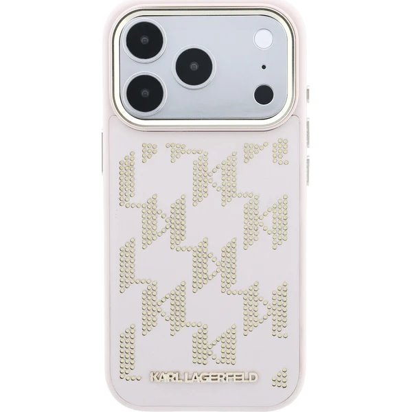 Karl Lagerfeld PU Perforated Monogram MagSafe MagSafe kryt iPhone 17 Pro růžový