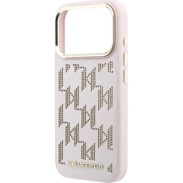 Karl Lagerfeld PU Perforated Monogram MagSafe MagSafe kryt iPhone 17 Pro růžový