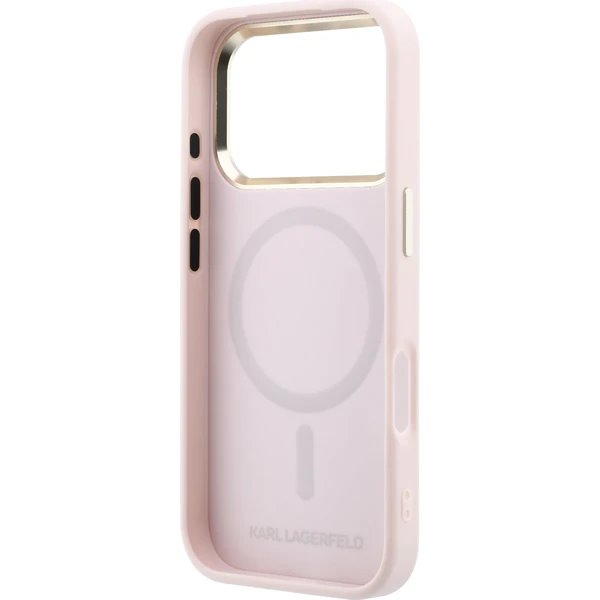Karl Lagerfeld PU Perforated Monogram MagSafe MagSafe kryt iPhone 17 Pro růžový