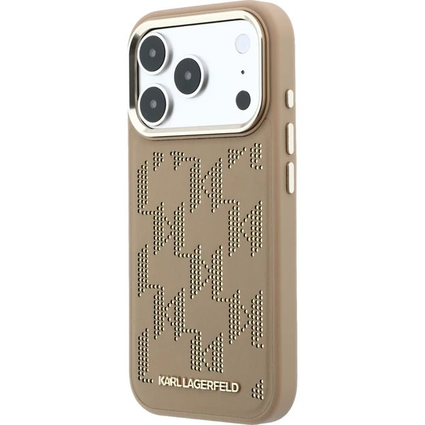 Karl Lagerfeld PU Perforated Monogram MagSafe MagSafe kryt iPhone 17 Pro hnědý
