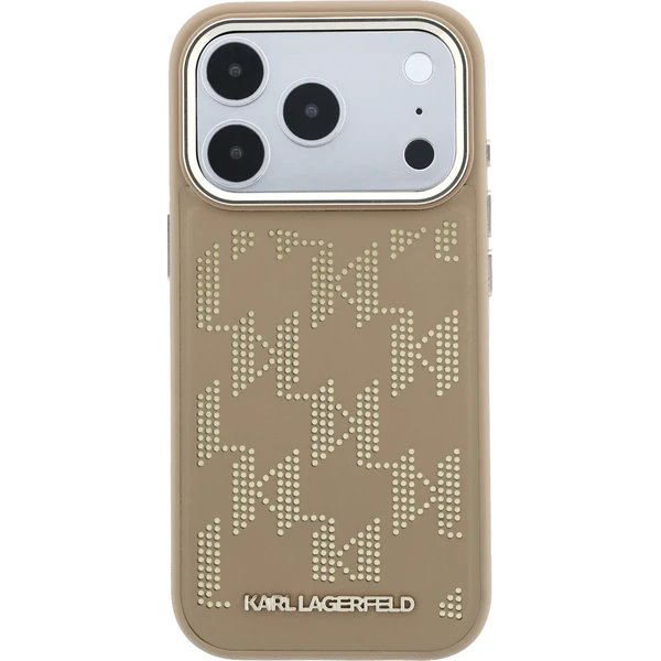 Karl Lagerfeld PU Perforated Monogram MagSafe MagSafe kryt iPhone 17 Pro hnědý