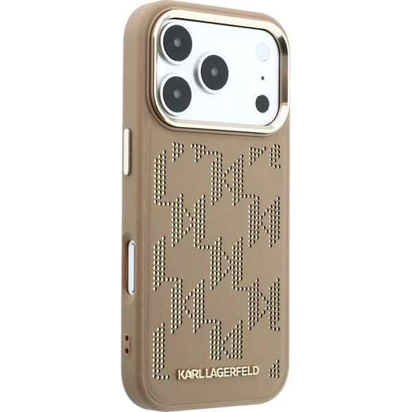 Karl Lagerfeld PU Perforated Monogram MagSafe MagSafe kryt iPhone 17 Pro hnědý