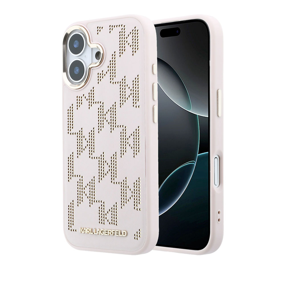 Karl Lagerfeld PU Perforated Monogram MagSafe MagSafe kryt iPhone 17 růžový
