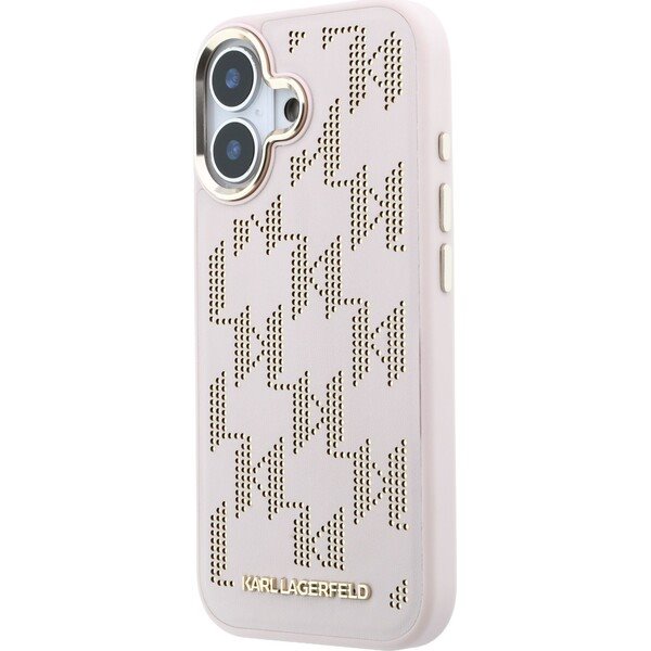 Karl Lagerfeld PU Perforated Monogram MagSafe MagSafe kryt iPhone 17 růžový