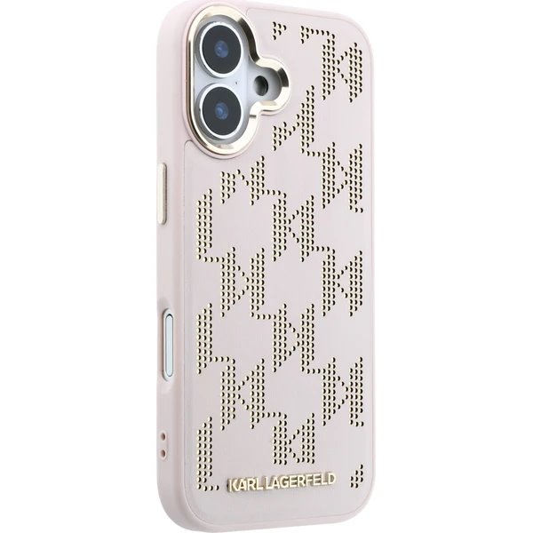 Karl Lagerfeld PU Perforated Monogram MagSafe MagSafe kryt iPhone 17 růžový