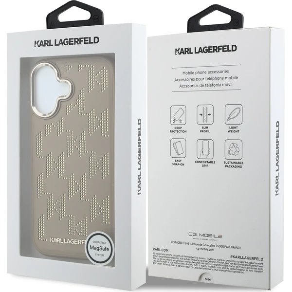 Karl Lagerfeld PU Perforated Monogram MagSafe MagSafe kryt iPhone 17 hnědý