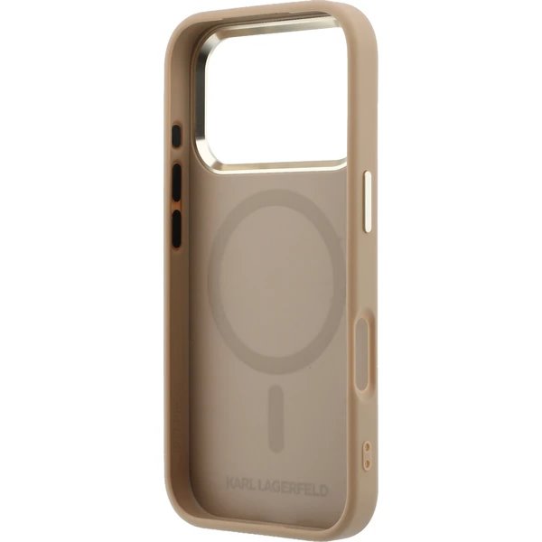 Karl Lagerfeld PU Perforated Gold Dots MagSafe kryt iPhone 17 Pro Max béžový