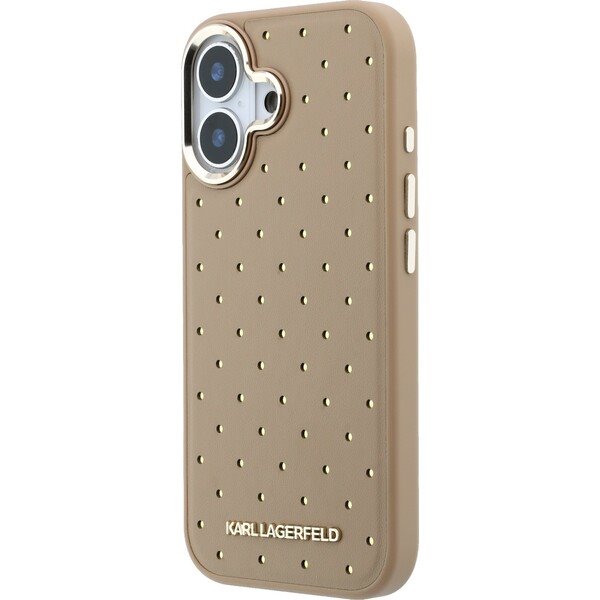 Karl Lagerfeld PU Perforated Gold Dots MagSafe kryt iPhone 17 béžový