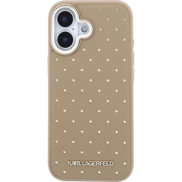Karl Lagerfeld PU Perforated Gold Dots MagSafe kryt iPhone 17 béžový