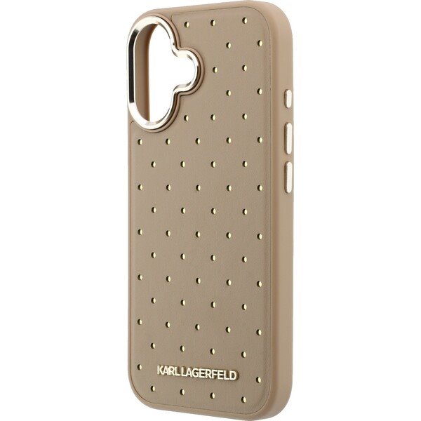 Karl Lagerfeld PU Perforated Gold Dots MagSafe kryt iPhone 17 béžový