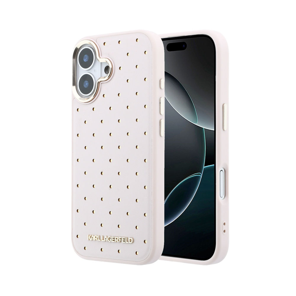 Karl Lagerfeld PU Perforated Gold Dots MagSafe kryt iPhone 17 růžový
