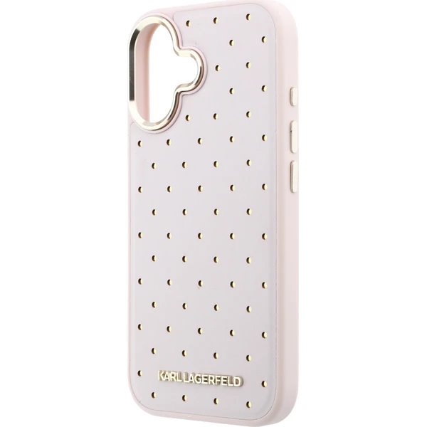 Karl Lagerfeld PU Perforated Gold Dots MagSafe kryt iPhone 17 růžový