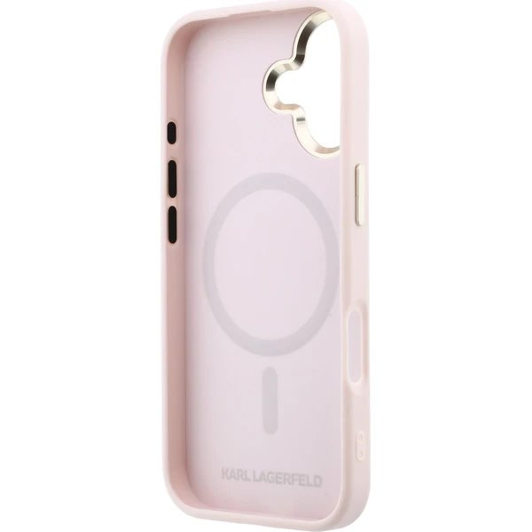 Karl Lagerfeld PU Perforated Gold Dots MagSafe kryt iPhone 17 růžový