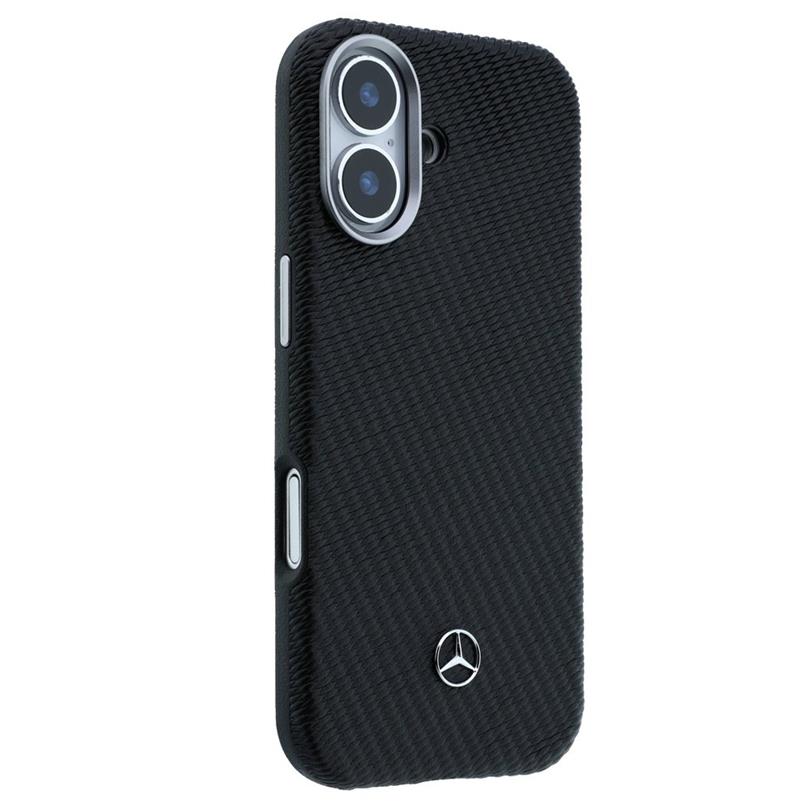 Mercedes PU Leather Wood Semi Wrap MagSafe Kryt pro iPhone 17 černý