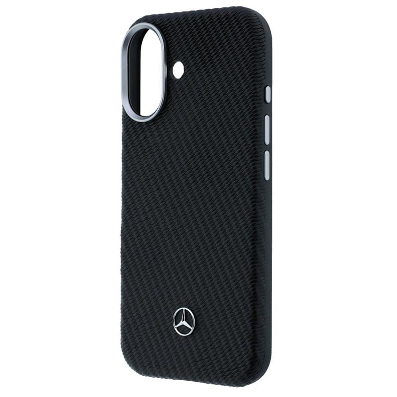 Mercedes PU Leather Wood Semi Wrap MagSafe Kryt pro iPhone 17 černý