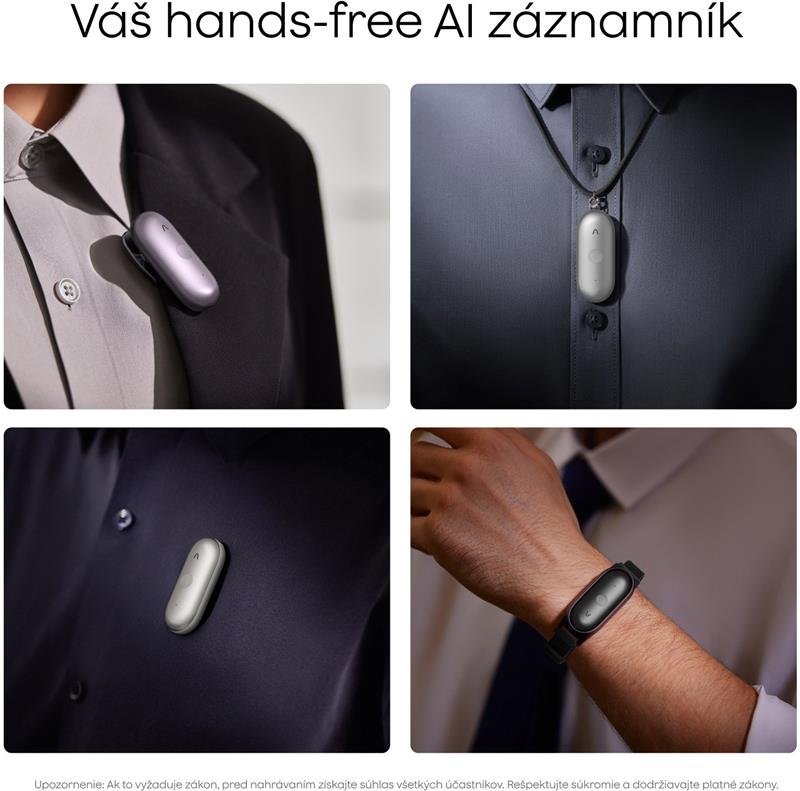 PLAUD Note Pin S Black - AI hlasový záznamník + náramok a šnúrka na krk