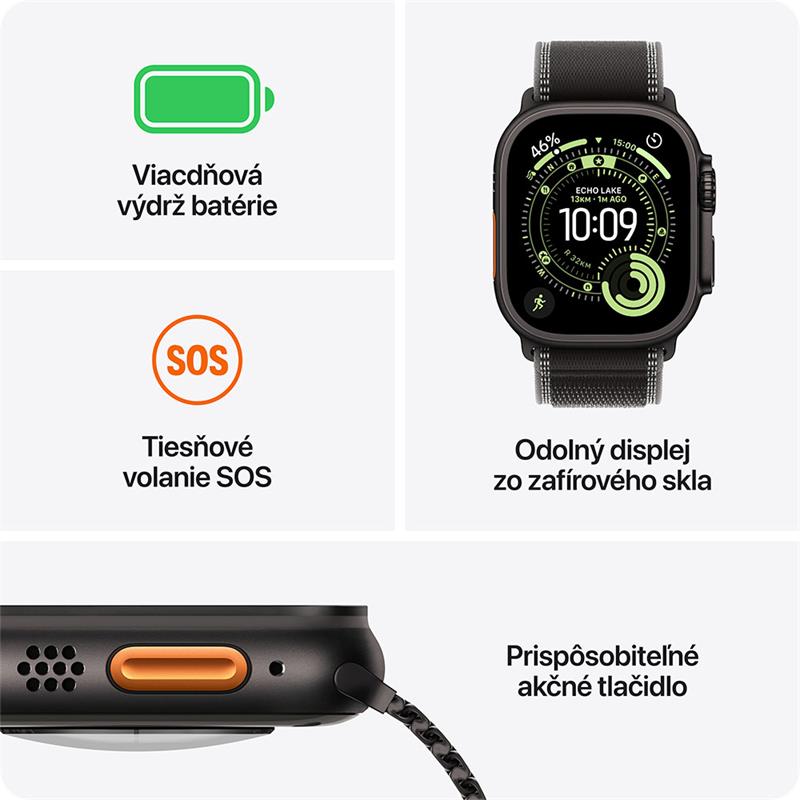 Apple Watch Ultra 3 GPS + Cellular 49mm puzdro z temného čierneho hliníka *Trieda A*