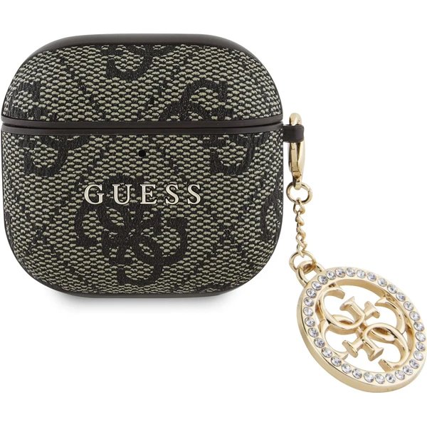 Guess 4G Script PC/PU Charm Púzdro pre AirPods 4 hnedé *Rozbalený*