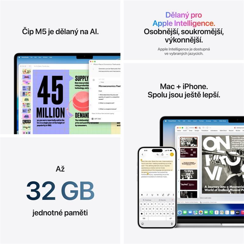 CTO MacBook Air 15" Apple M5 10core CPU 10core GPU 24GB 512GB 70W Hvězdně bílý CZ