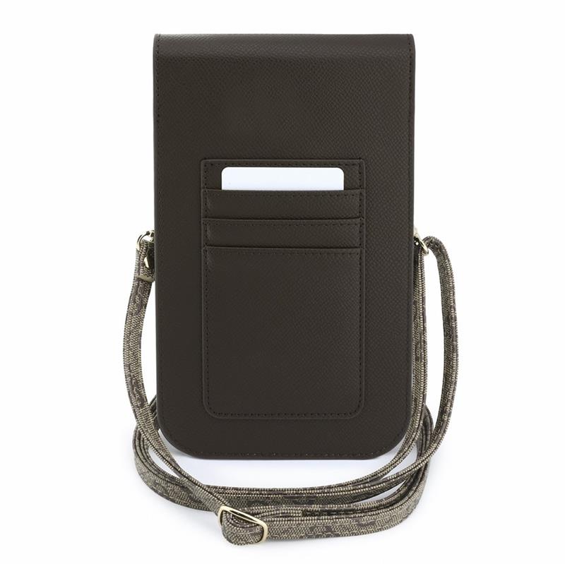 Guess PU Leather+Grained 4G Metal Logo Brašna na Telefon hnědá