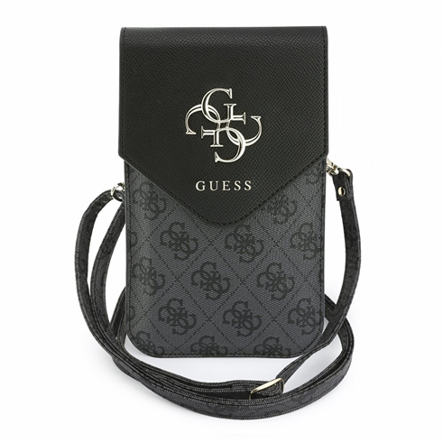 Guess PU Leather+Grained 4G Metal Logo Brašna na Telefon černá