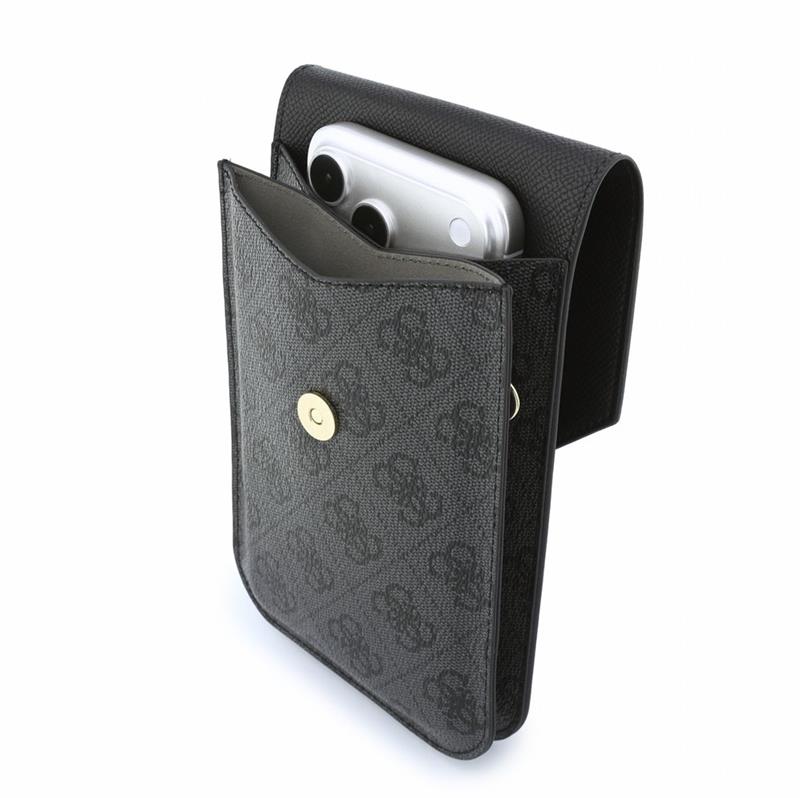 Guess PU Leather+Grained 4G Metal Logo Brašna na Telefon černá