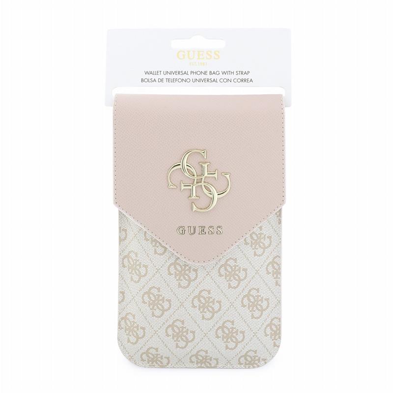 Guess PU Leather+Grained 4G Metal Logo Brašna na Telefon černá