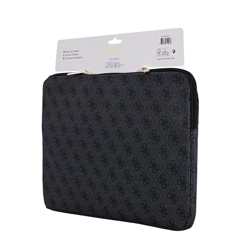 Guess Saffiano Triangle Metal Logo Pouzdo na MacBook 13/14" černé
