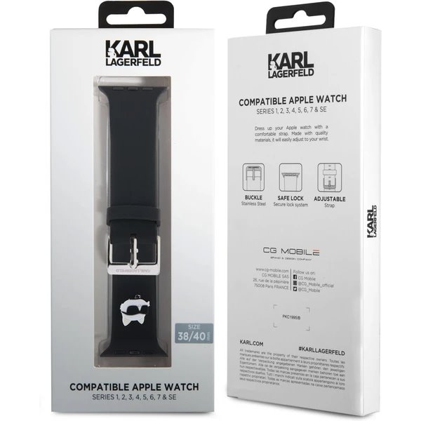 Karl Lagerfeld Choupette Head NFT Řemínek pro Apple Watch 38/40/41 černý
