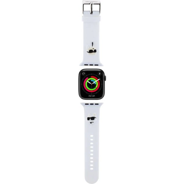 Karl Lagerfeld Karl and Choupette Head NFT Řemínek pro Apple Watch 42/44/45/46/49 bílý