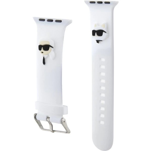 Karl Lagerfeld Karl and Choupette Head NFT Řemínek pro Apple Watch 42/44/45/46/49 bílý
