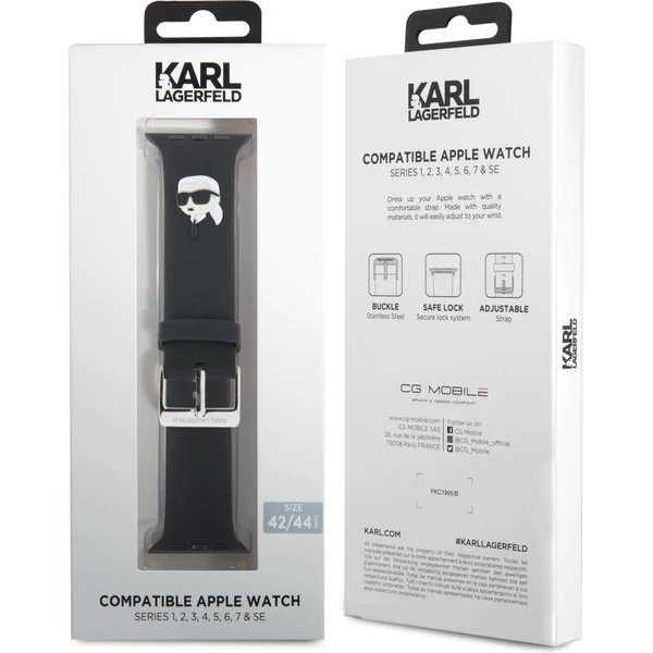 Karl Lagerfeld Karl and Choupette Head NFT Řemínek pro Apple Watch 42/44/45/46/49 černý