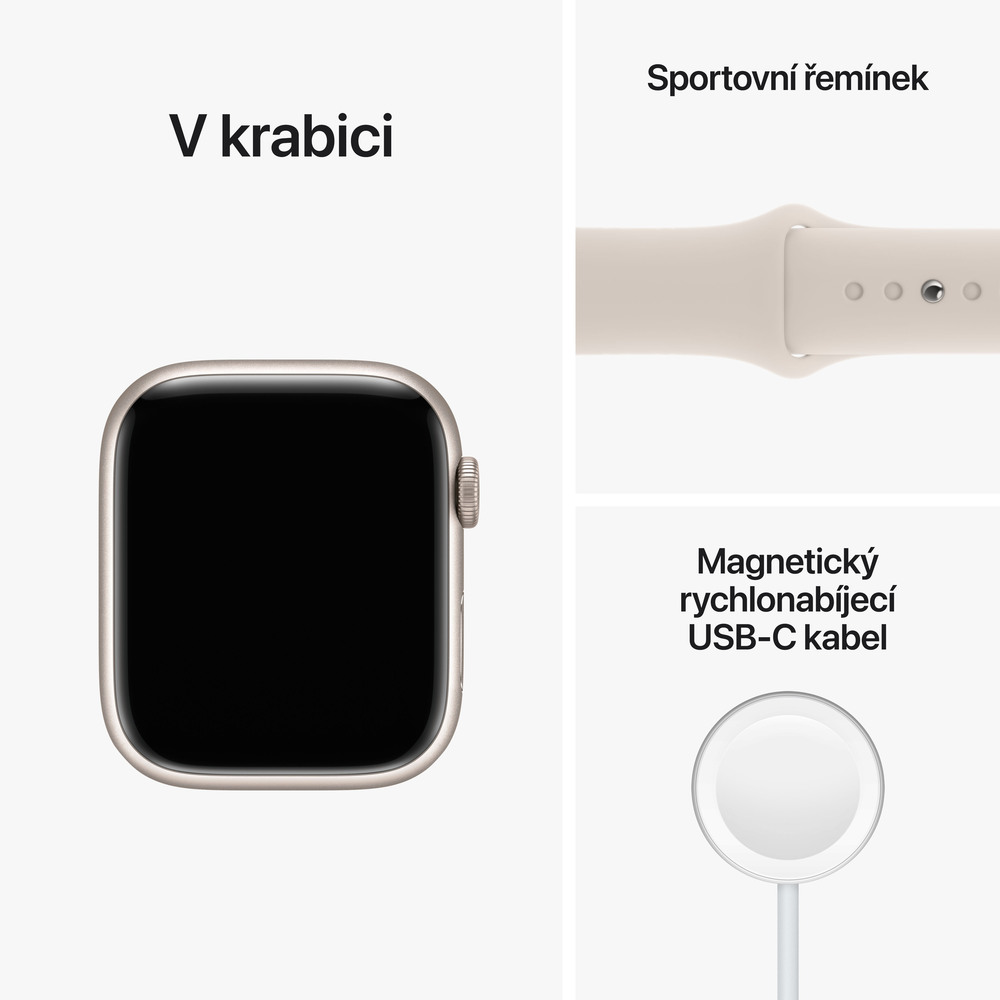 Apple Watch Series 8 GPS 45mm Hviezdne biele hliníkové puzdro s hviezdne bielym športovým remienkom