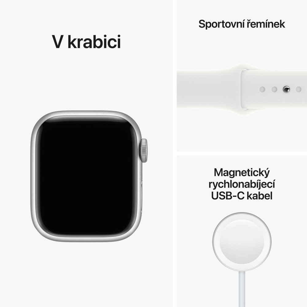 Apple Watch Series 8 GPS 41mm Strieborné hliníkové puzdro s bielym športovým remienkom