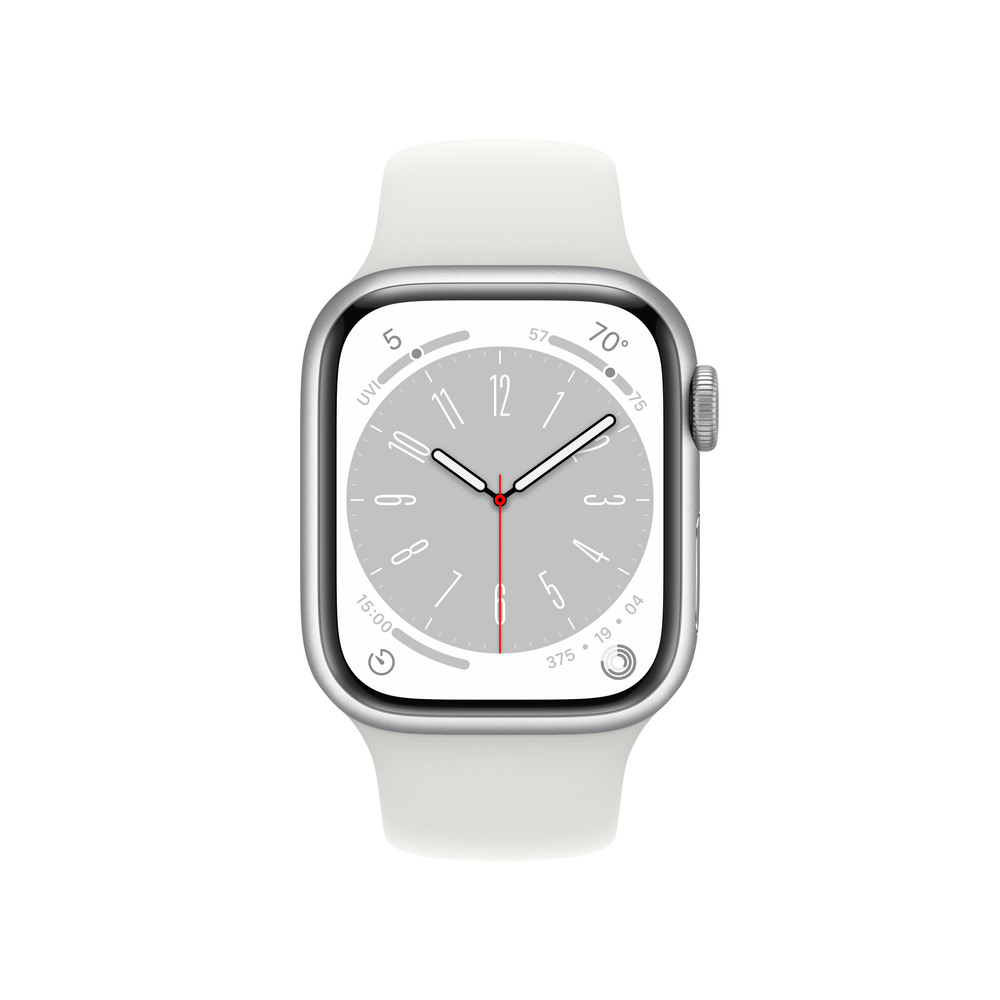 Apple Watch Series 8 GPS 41mm Strieborné hliníkové puzdro s bielym športovým remienkom
