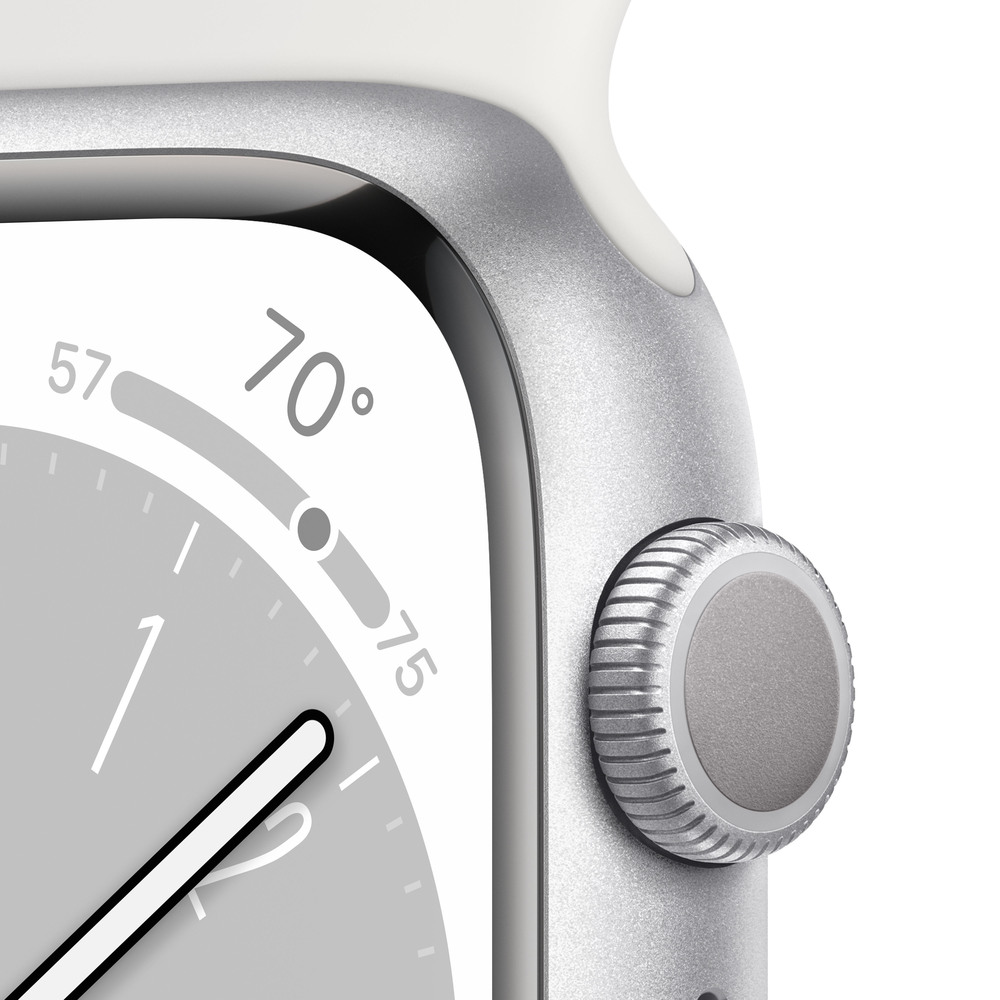 Apple Watch Series 8 GPS 41mm Strieborné hliníkové puzdro s bielym športovým remienkom
