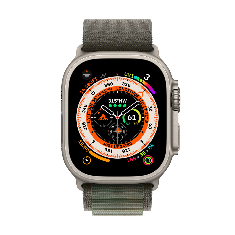 Apple Watch Ultra GPS + Cellular, 49mm titánové puzdro so zeleným alpským ťahom - Small