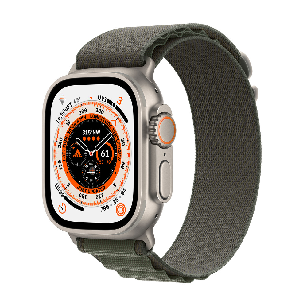 Apple Watch Ultra GPS + Cellular, 49mm titánové puzdro so zeleným alpským ťahom - Small