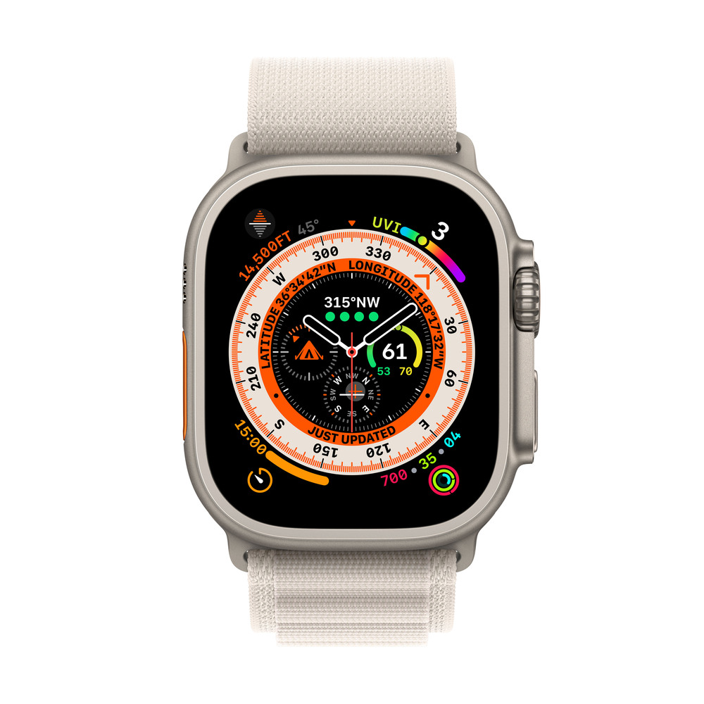 Apple Watch Ultra GPS + Cellular, 49mm titánové puzdro s hviezdne bielym alpským ťahom - Medium