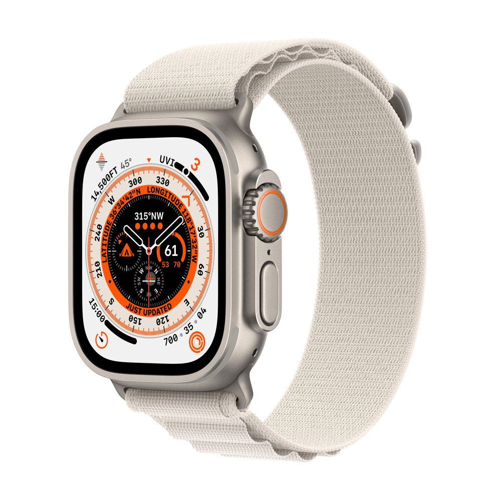 Apple Watch Ultra GPS + Cellular, 49mm titánové puzdro s hviezdne bielym alpským ťahom - Medium