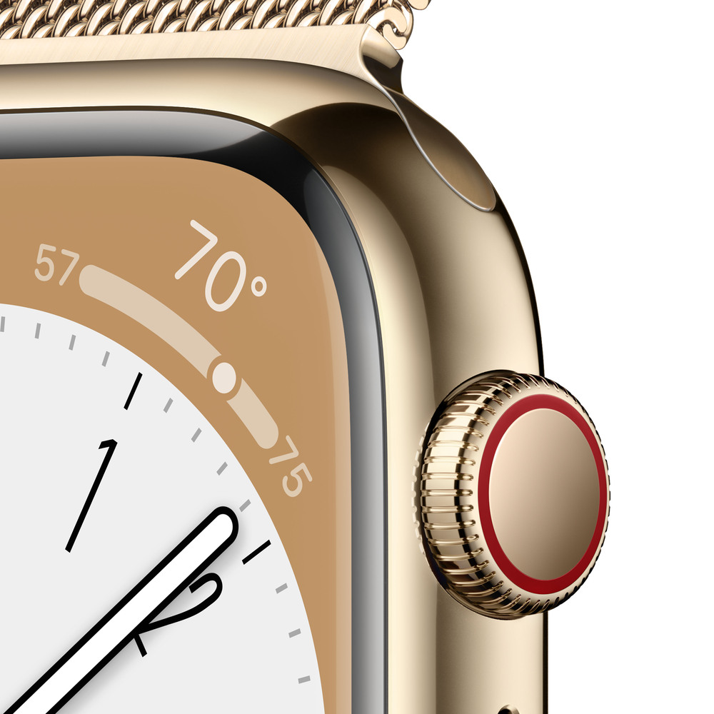 Apple Watch Series 8 GPS + Cellular 41mm Zlaté nerezové puzdro so zlatým Milánskym ťahom