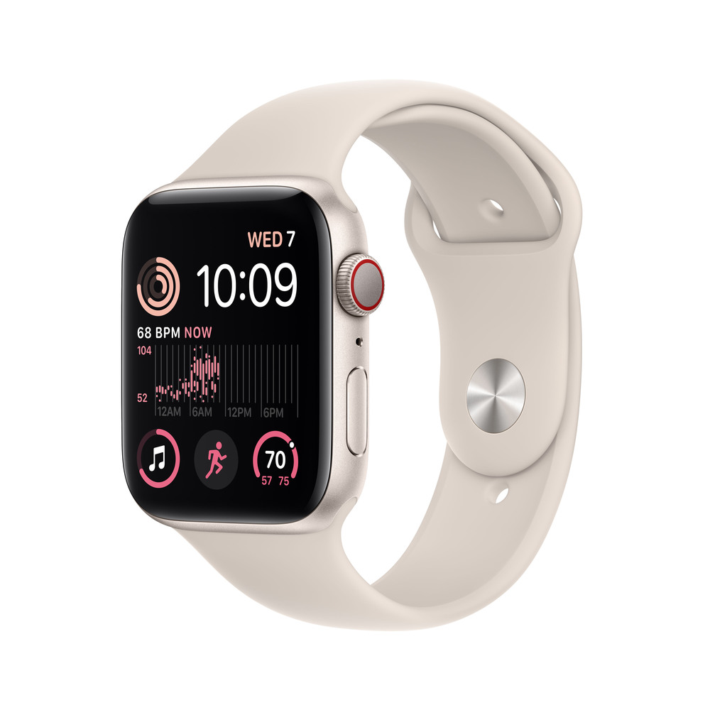 Apple Watch SE GPS + Cellular 44mm Hviezdne biele hliníkové puzdro s hviezdne bielym športovým remienkom