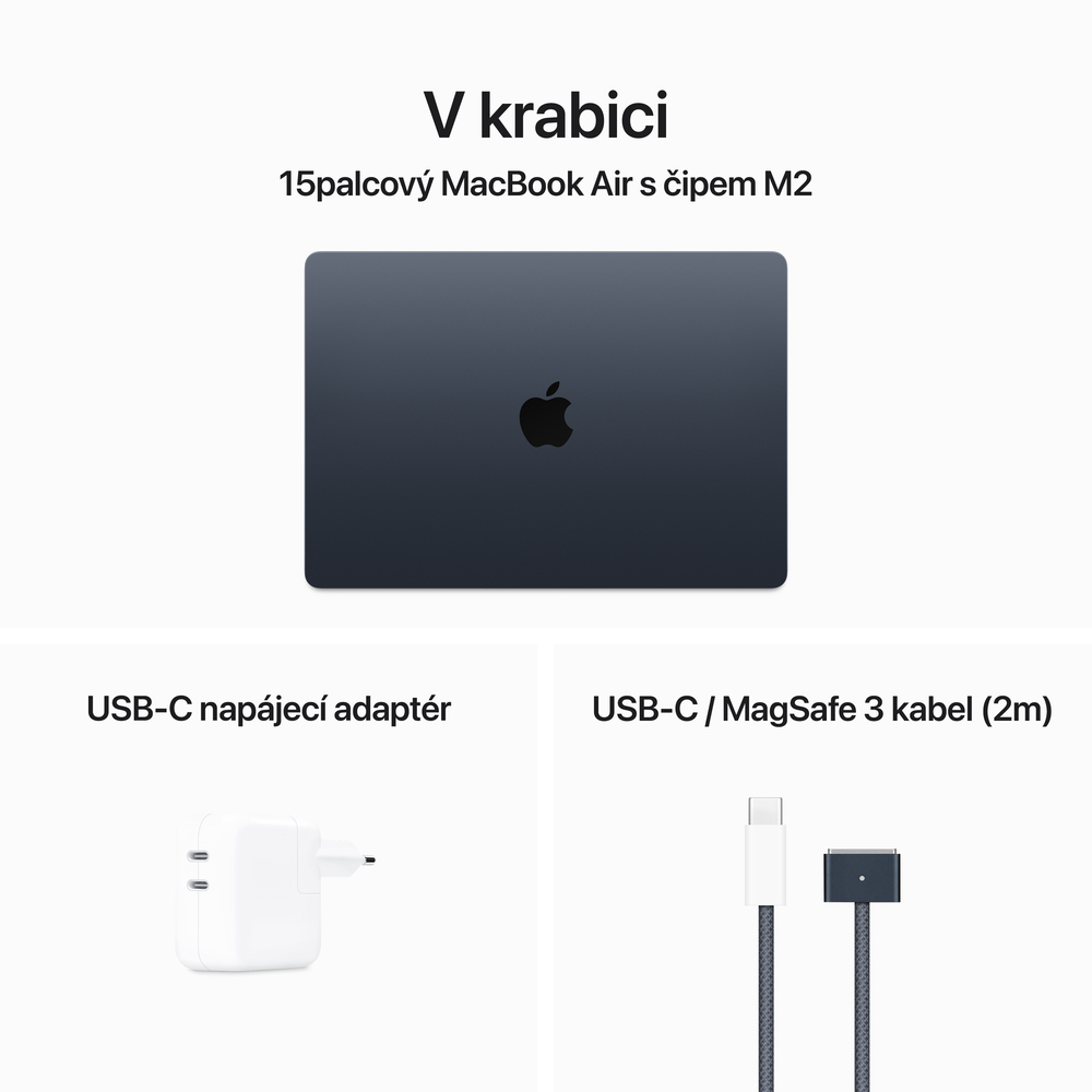 MacBook Air 15" Apple M2 8core CPU 10core GPU 8GB 256GB Temně Inkoustový CZ