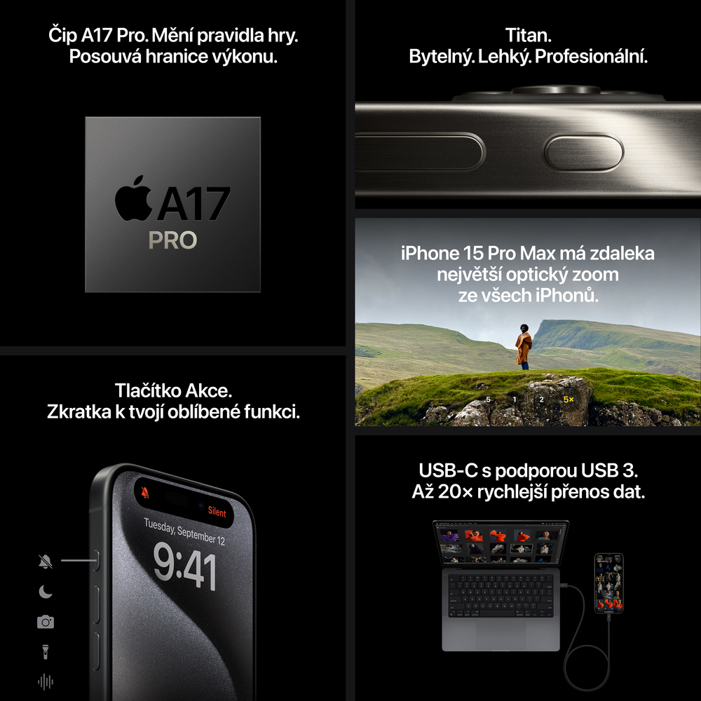 iPhone 15 Pro 1 TB Modrý Titan