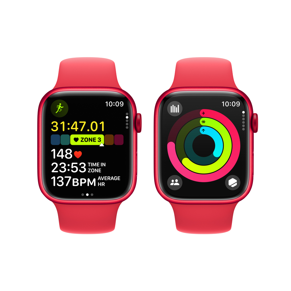 Apple Watch Series 9 GPS 45mm (PRODUCT) RED Aluminium Case with (PRODUCT) RED Sport Band - M/L