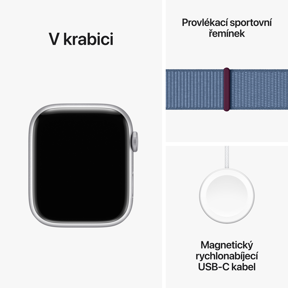 Apple Watch Series 9 GPS 45mm Silver Aluminium Case with Winter Blue Sport Loop